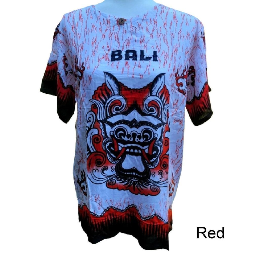 NEW! Bali Beach Summer Tshirt 100% Cotton - Red Barong